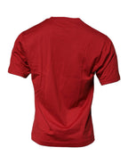 Rotes Baumwoll-T-Shirt mit Rundhalsausschnitt und DG-Logo
