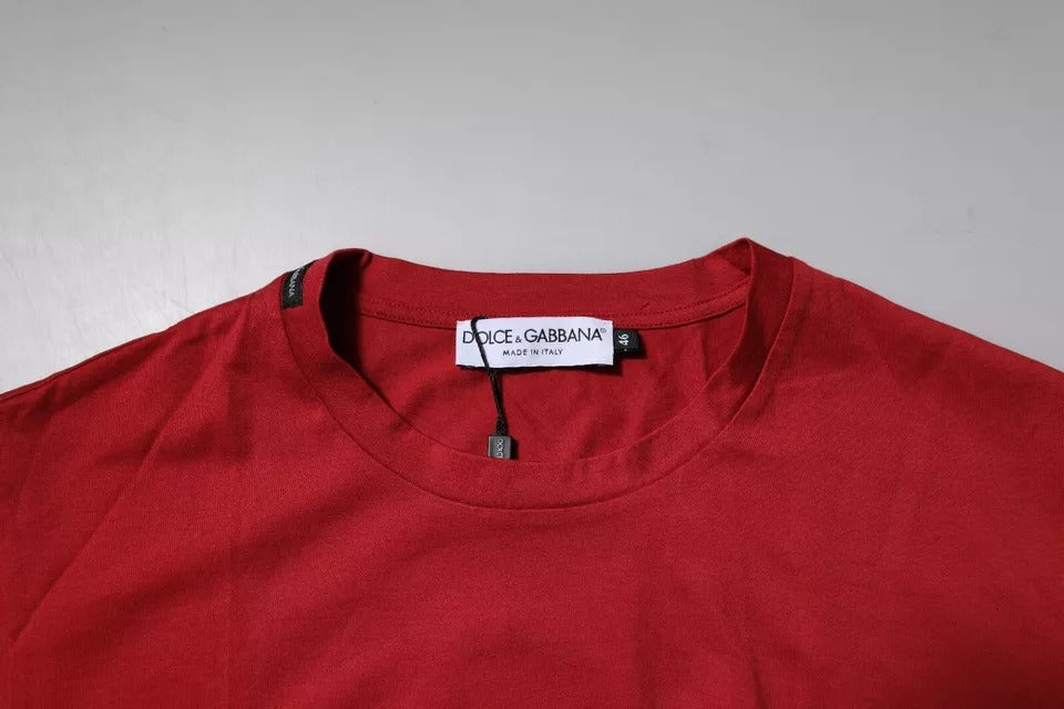 Rotes Baumwoll-T-Shirt mit Rundhalsausschnitt und DG-Logo