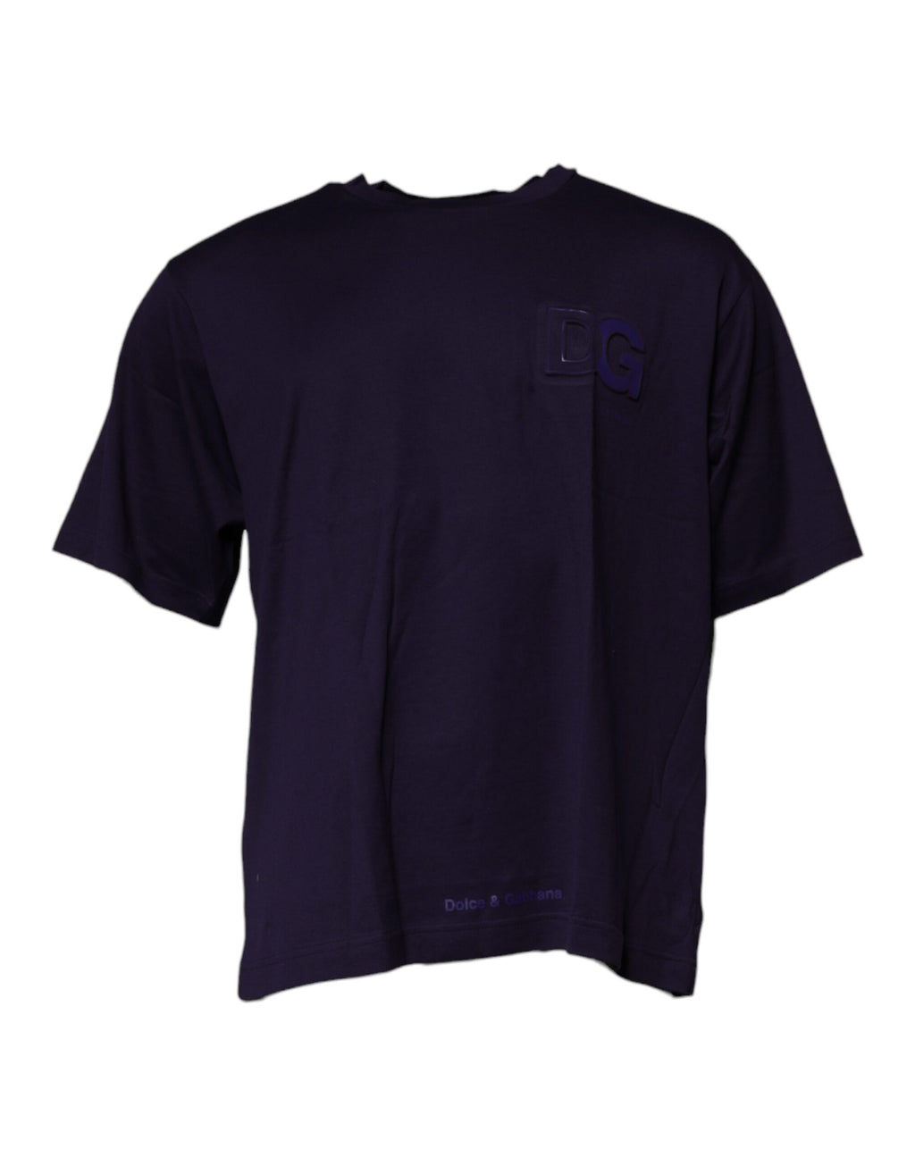 Marineblaues T-Shirt aus Baumwolle mit DG-Logo und Rundhalsausschnitt