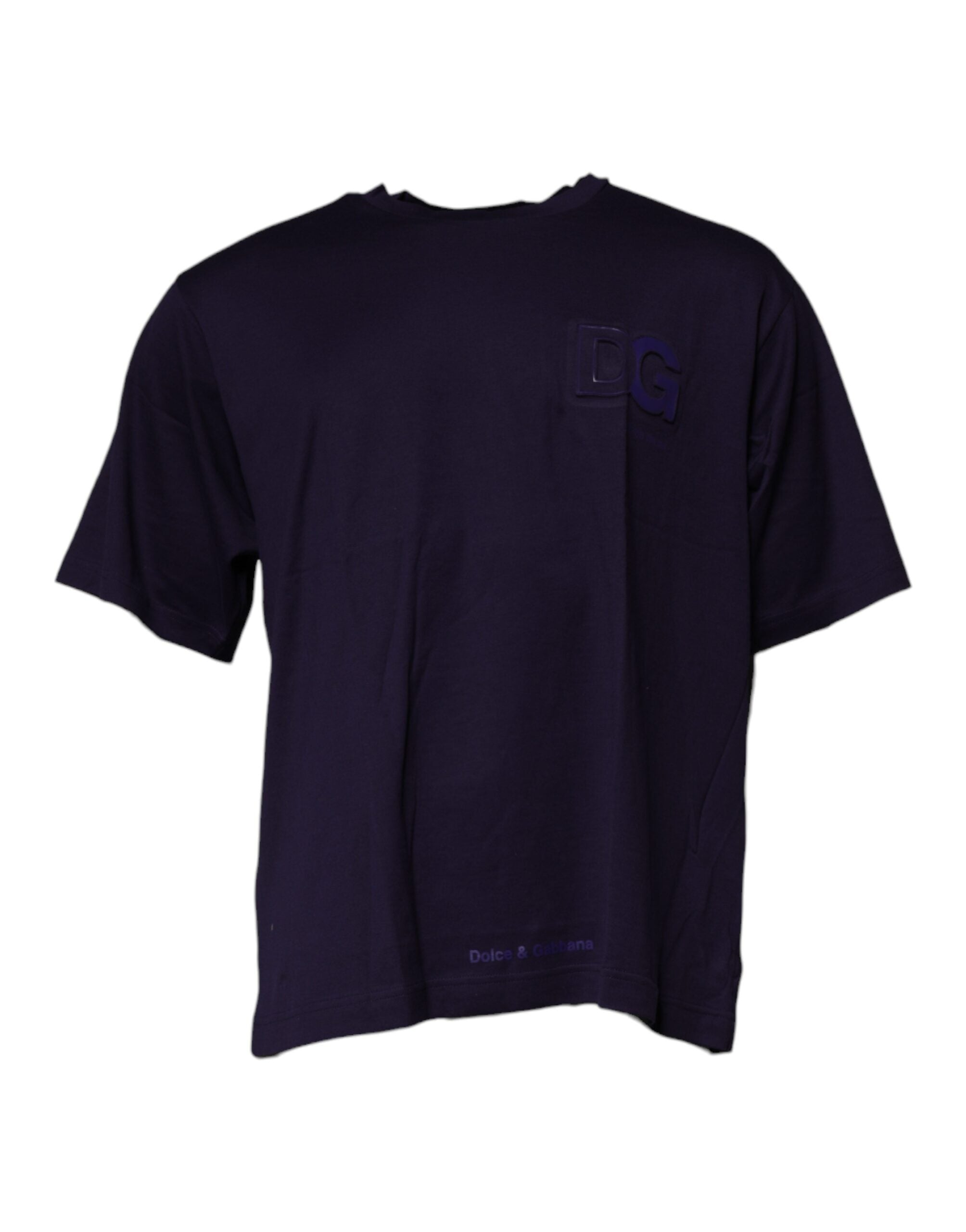 Marineblaues T-Shirt aus Baumwolle mit DG-Logo und Rundhalsausschnitt