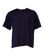 Marineblaues T-Shirt aus Baumwolle mit DG-Logo und Rundhalsausschnitt