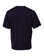 Marineblaues T-Shirt aus Baumwolle mit DG-Logo und Rundhalsausschnitt