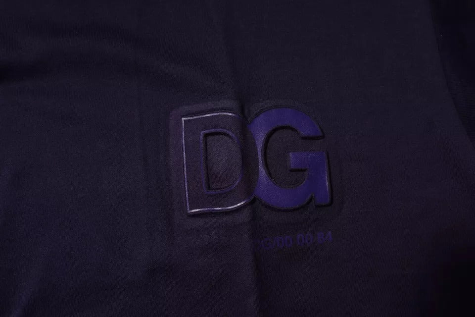 Marineblaues T-Shirt aus Baumwolle mit DG-Logo und Rundhalsausschnitt