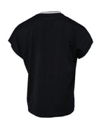 Dunkelblaues T-Shirt aus Baumwolle mit Rundhalsausschnitt und Kronen-Logo