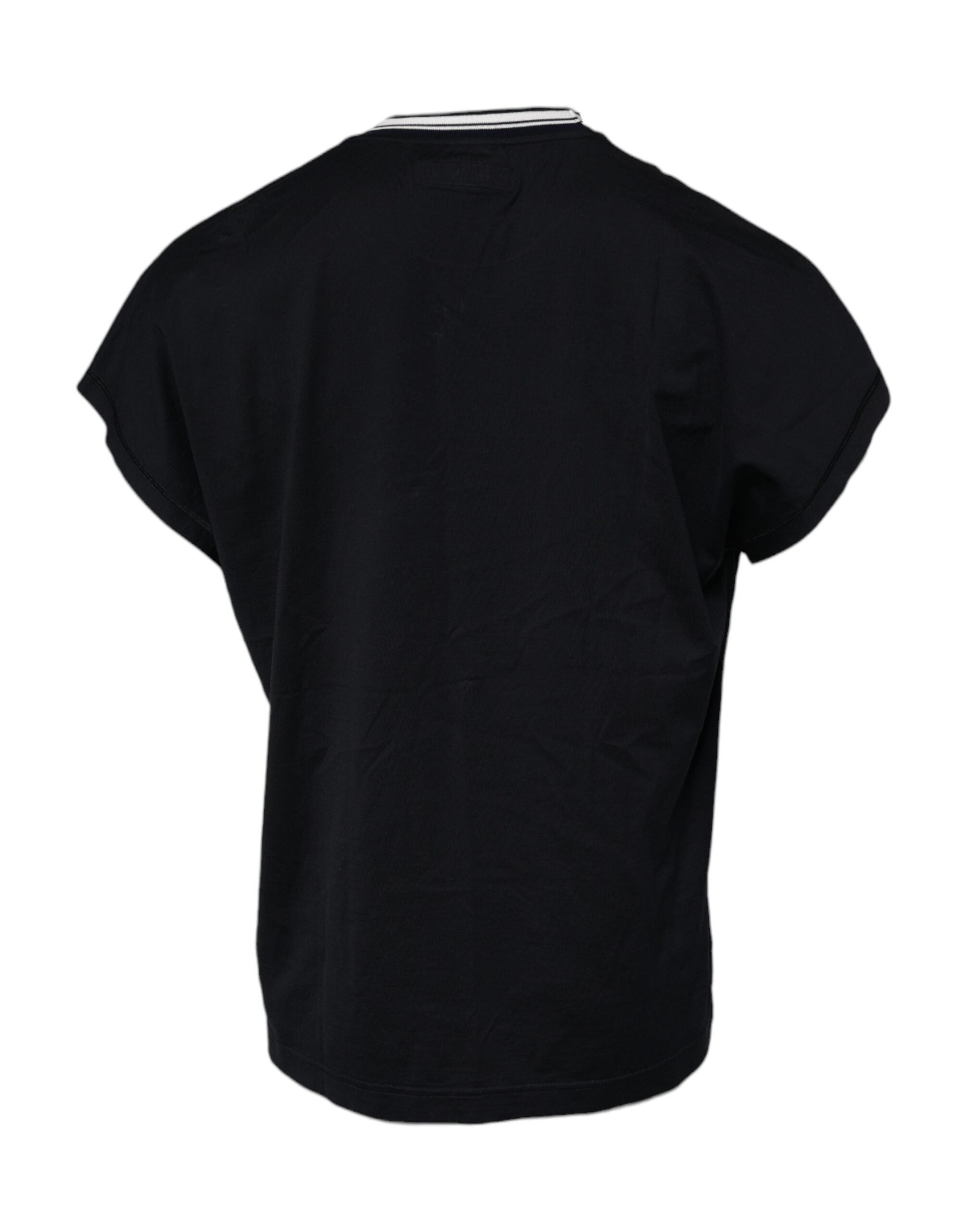 Dunkelblaues T-Shirt aus Baumwolle mit Rundhalsausschnitt und Kronen-Logo
