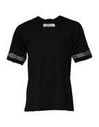 Schwarzes T-Shirt mit Rundhalsausschnitt aus Baumwolle #DGMILLENNIALS