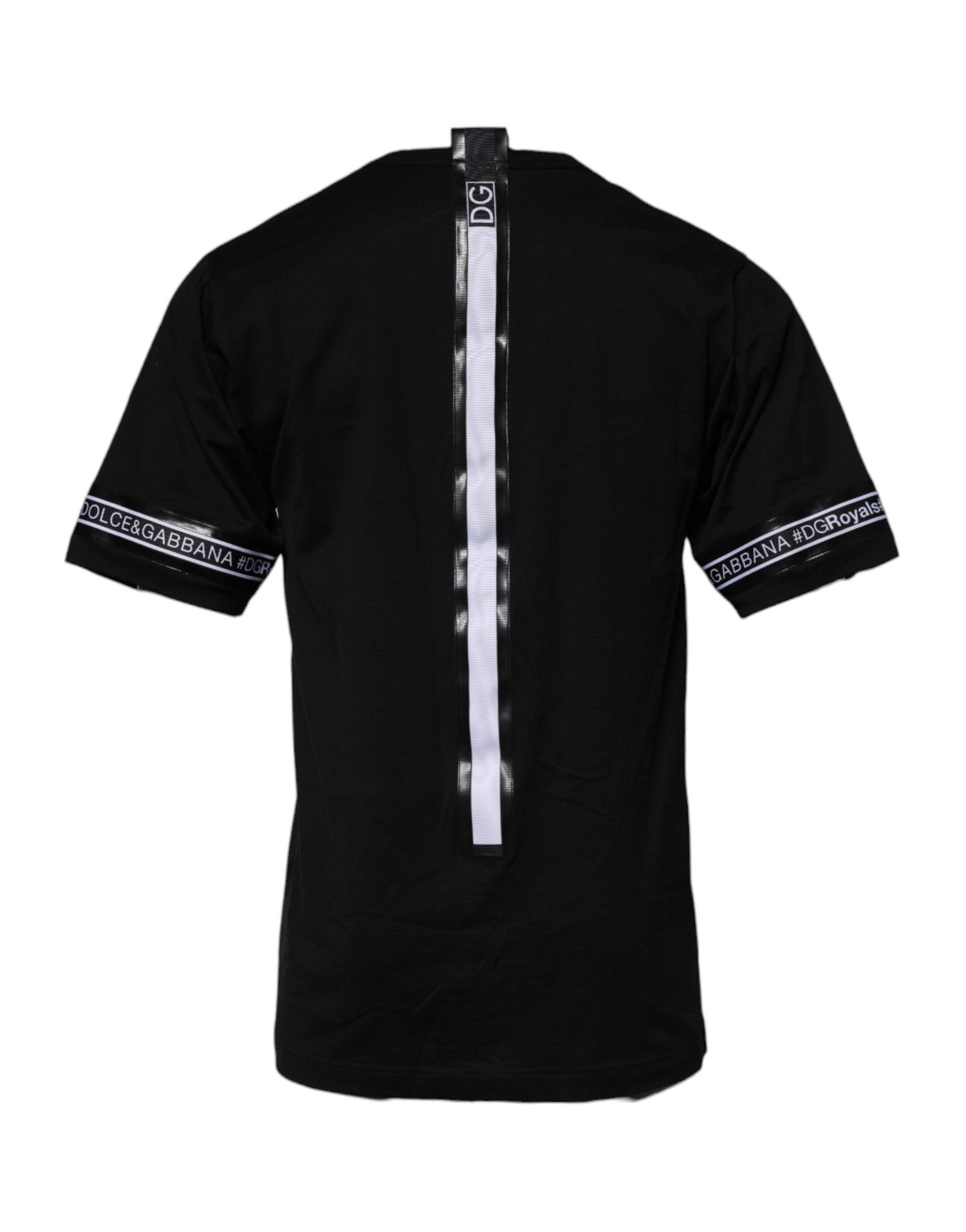 Schwarzes T-Shirt mit Rundhalsausschnitt aus Baumwolle #DGMILLENNIALS