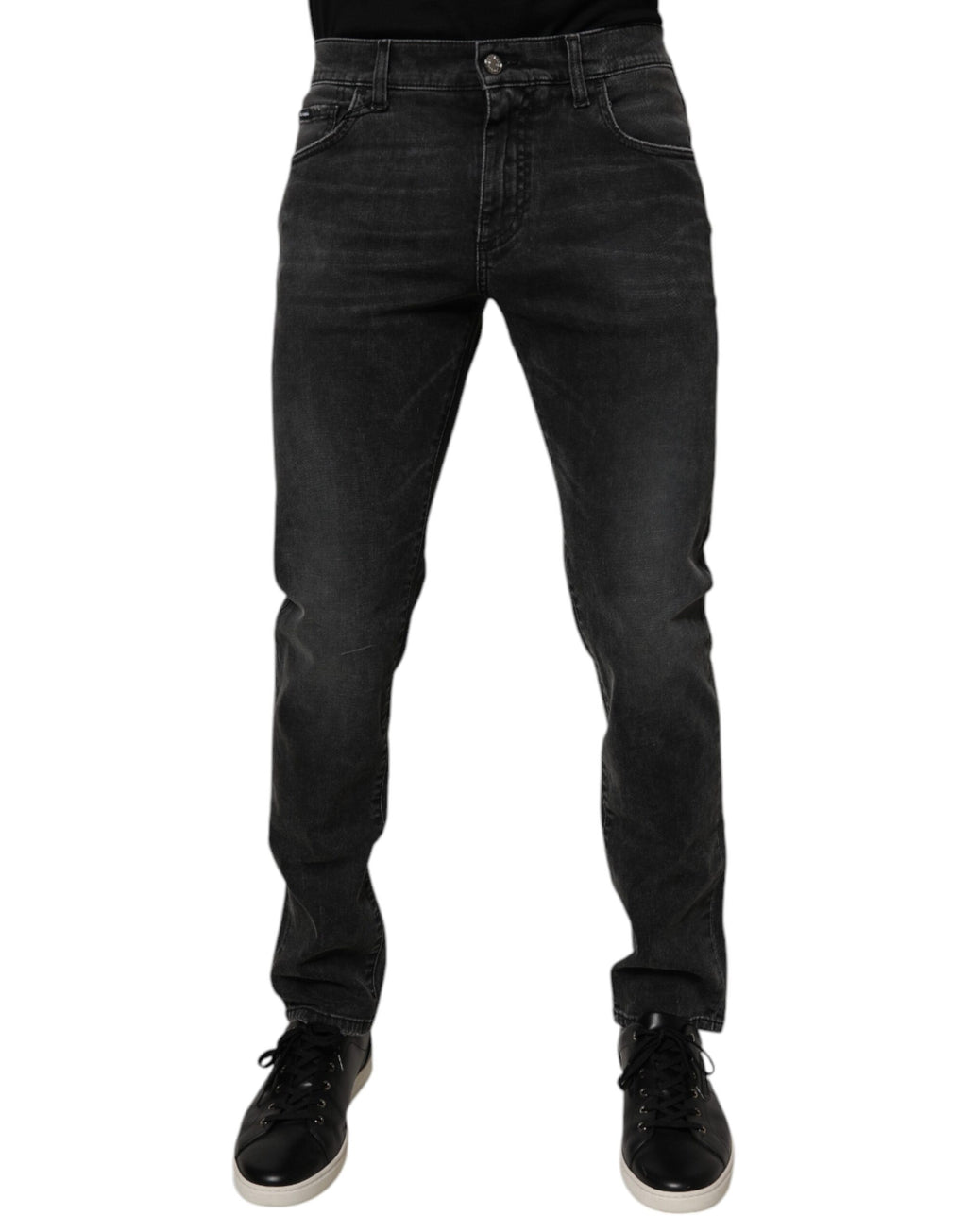 Schwarze Baumwoll-Stretch-Skinny-Jeans für Herren