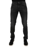 Schwarze Baumwoll-Stretch-Skinny-Jeans für Herren