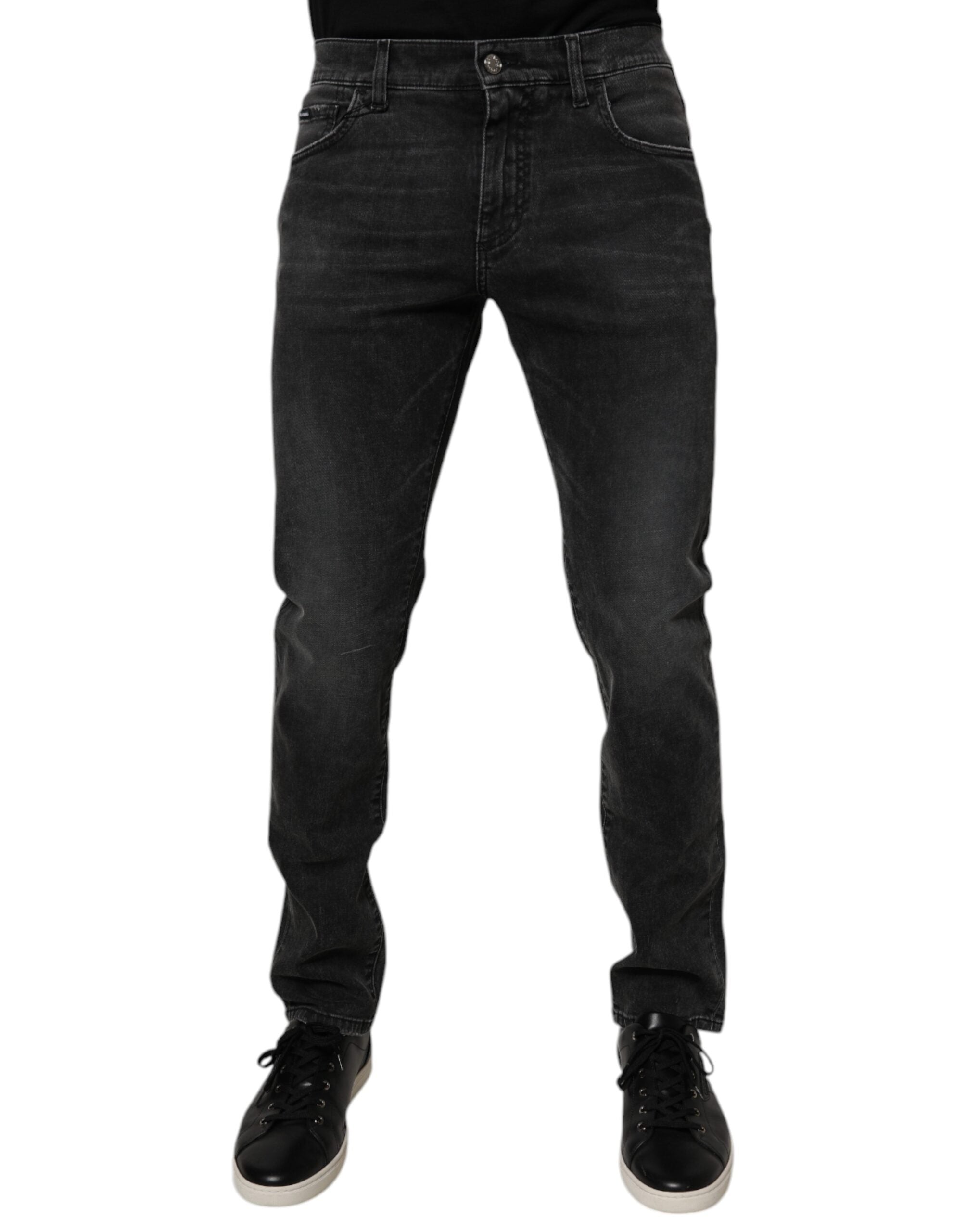 Schwarze Baumwoll-Stretch-Skinny-Jeans für Herren