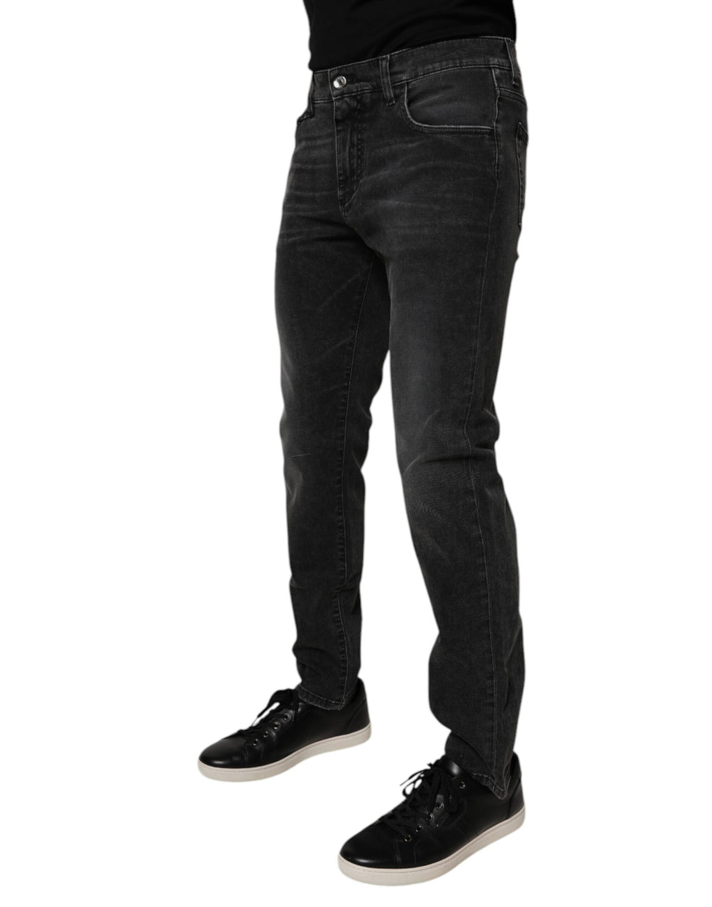 Schwarze Baumwoll-Stretch-Skinny-Jeans für Herren