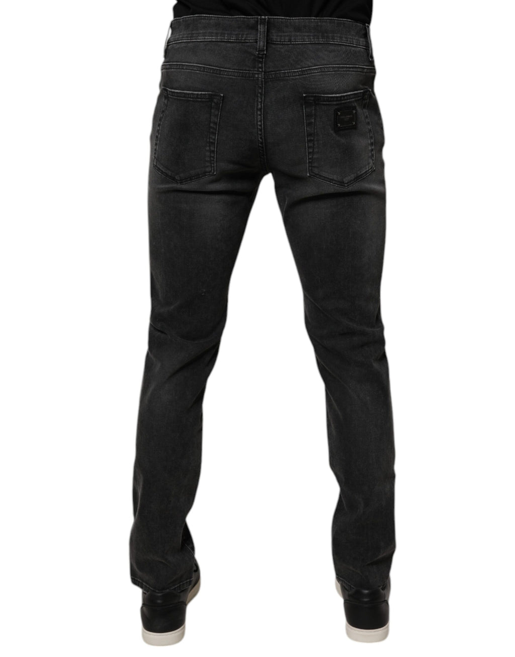 Schwarze Baumwoll-Stretch-Skinny-Jeans für Herren