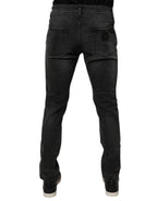 Schwarze Baumwoll-Stretch-Skinny-Jeans für Herren