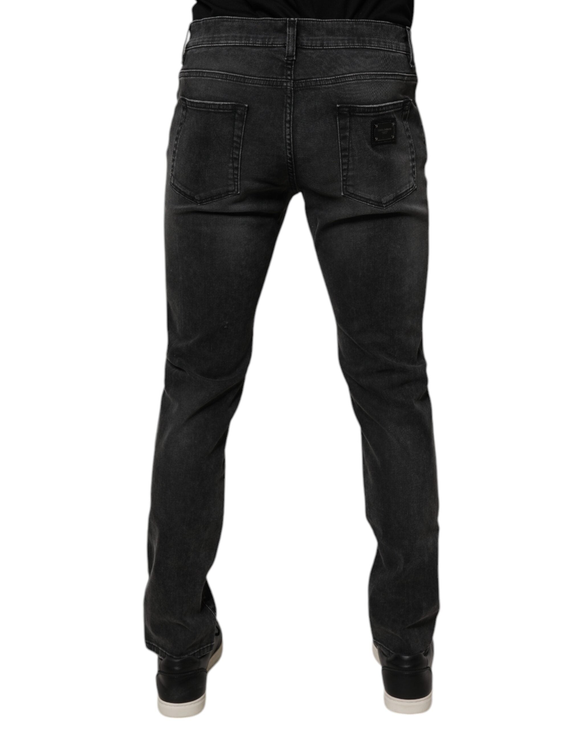 Schwarze Baumwoll-Stretch-Skinny-Jeans für Herren