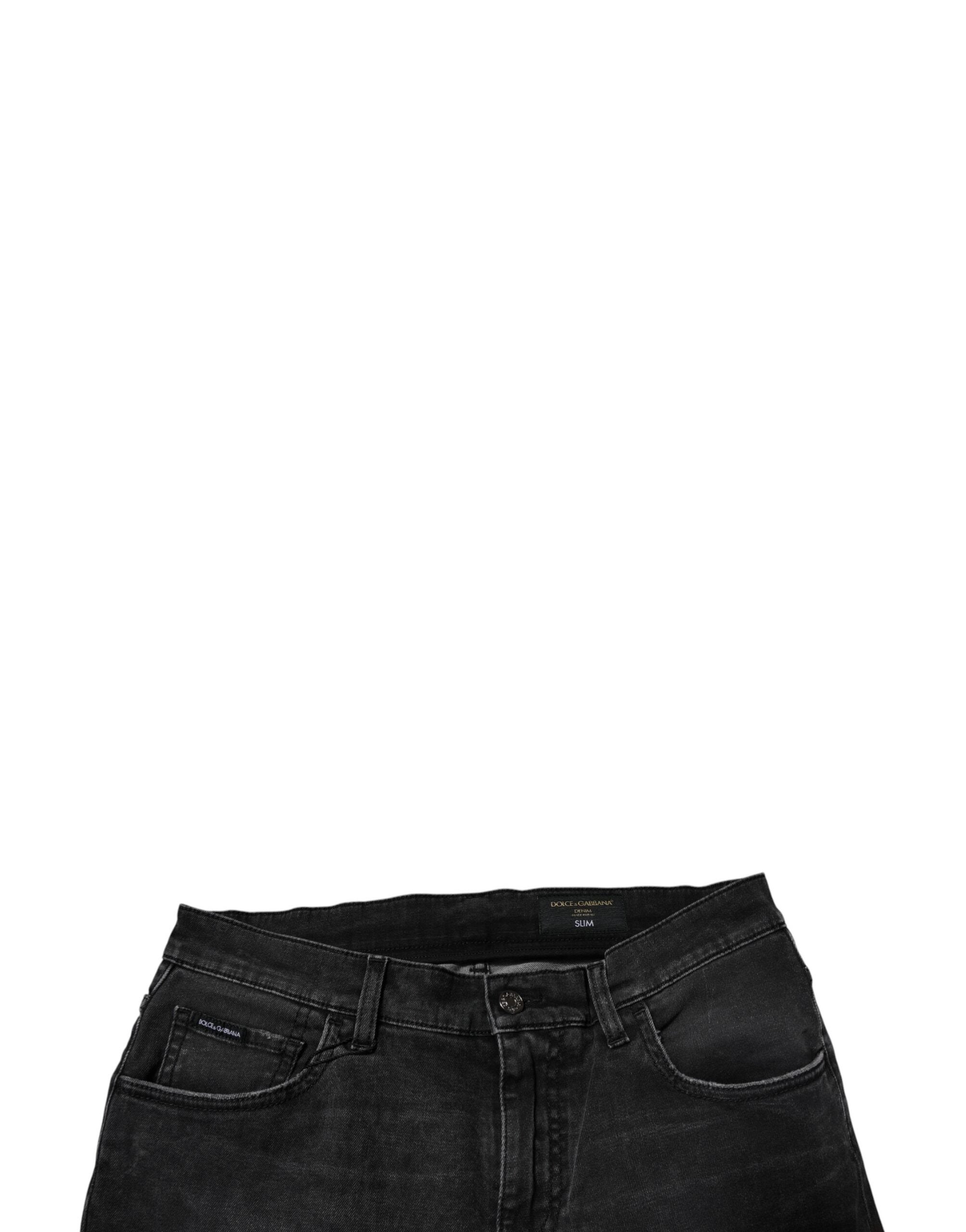 Schwarze Baumwoll-Stretch-Skinny-Jeans für Herren
