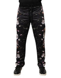 Schwarze Jogginghose aus Polyester mit Blumenmuster
