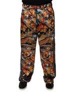 Pantaloni da tuta da uomo in raso di marmo multicolore