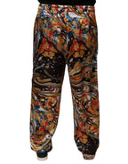 Pantaloni da tuta da uomo in raso di marmo multicolore