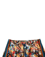 Pantaloni da tuta da uomo in raso di marmo multicolore
