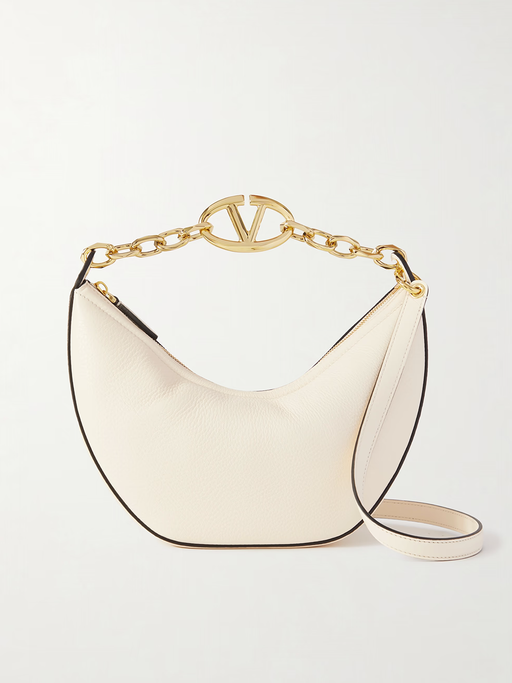 Schultertasche Hobo Vlogo aus Elfenbeinleder klein