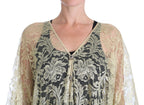 Gold Floral Lace Crystal Gown Cape Dress