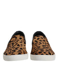 Braune Kalbsfell-Leopardenmuster-Sneaker-Schuhe