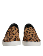 Braune Kalbsfell-Leopardenmuster-Sneaker-Schuhe