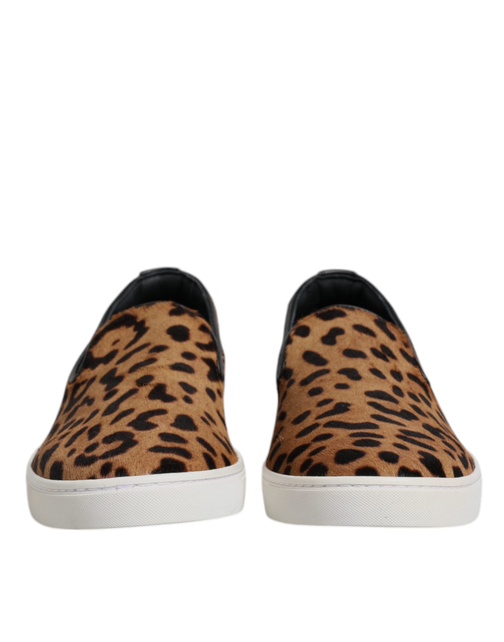 Braune Kalbsfell-Leopardenmuster-Sneaker-Schuhe