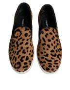 Braune Kalbsfell-Leopardenmuster-Sneaker-Schuhe