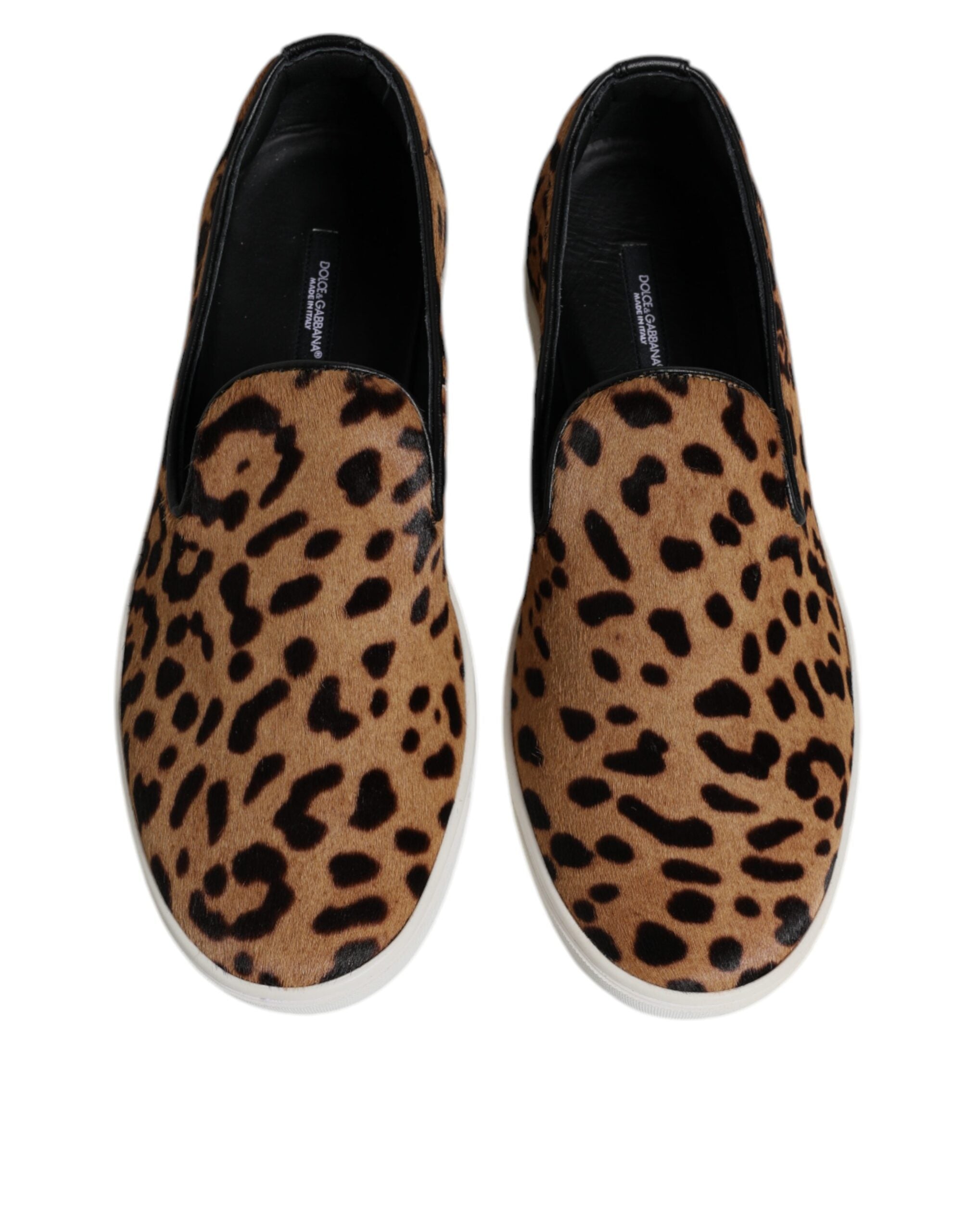 Braune Kalbsfell-Leopardenmuster-Sneaker-Schuhe