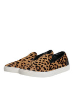 Braune Kalbsfell-Leopardenmuster-Sneaker-Schuhe