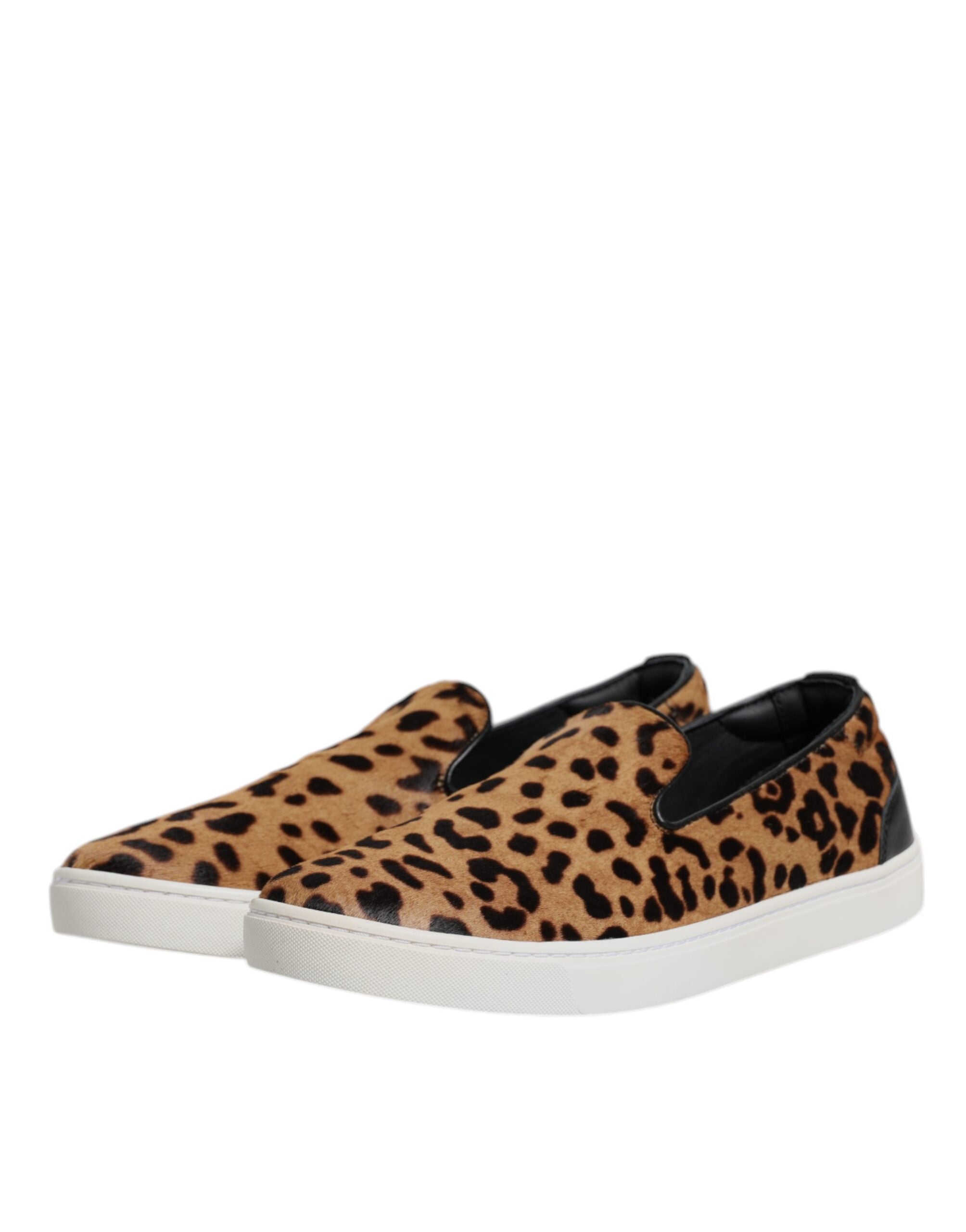Braune Kalbsfell-Leopardenmuster-Sneaker-Schuhe