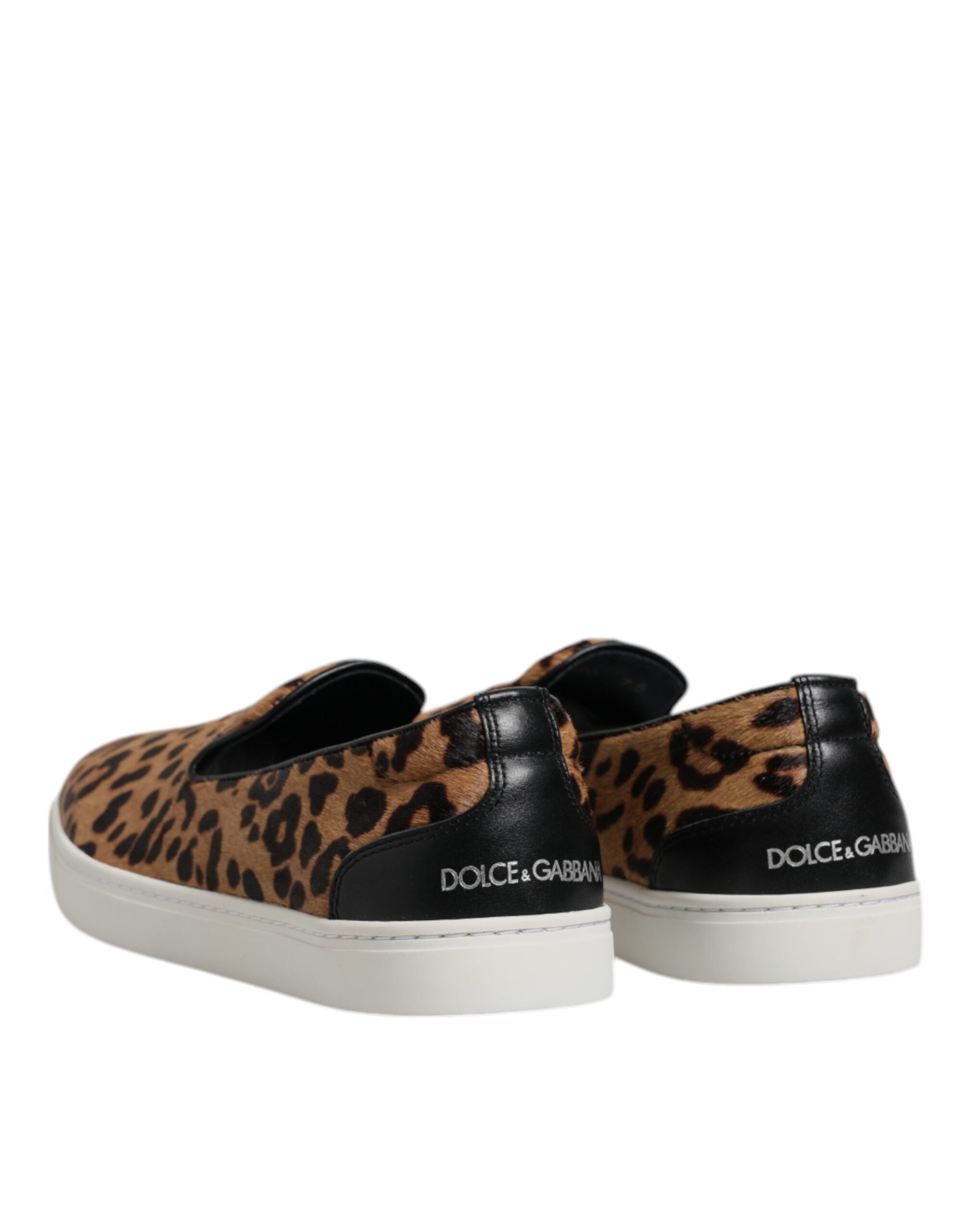 Braune Kalbsfell-Leopardenmuster-Sneaker-Schuhe