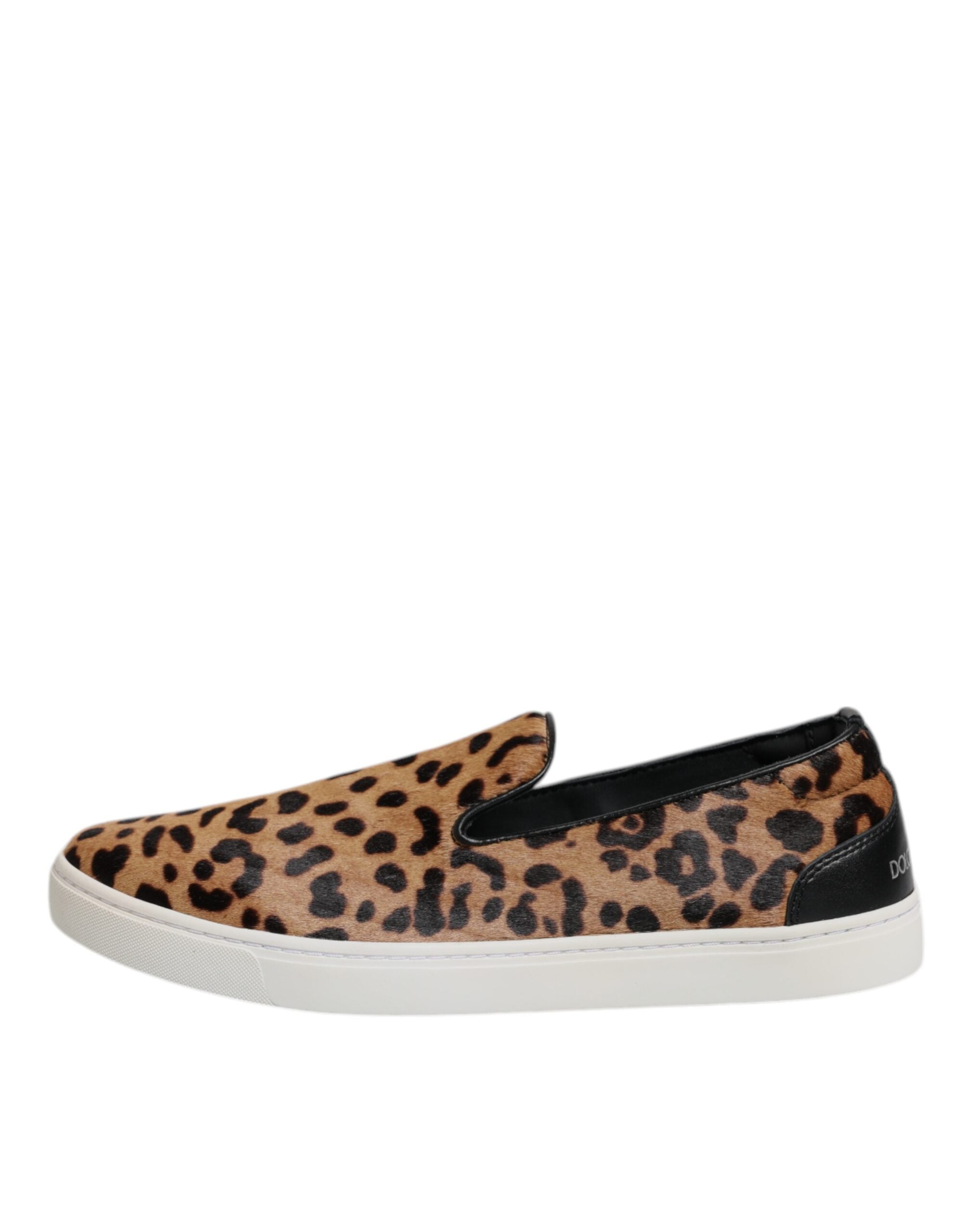 Braune Kalbsfell-Leopardenmuster-Sneaker-Schuhe