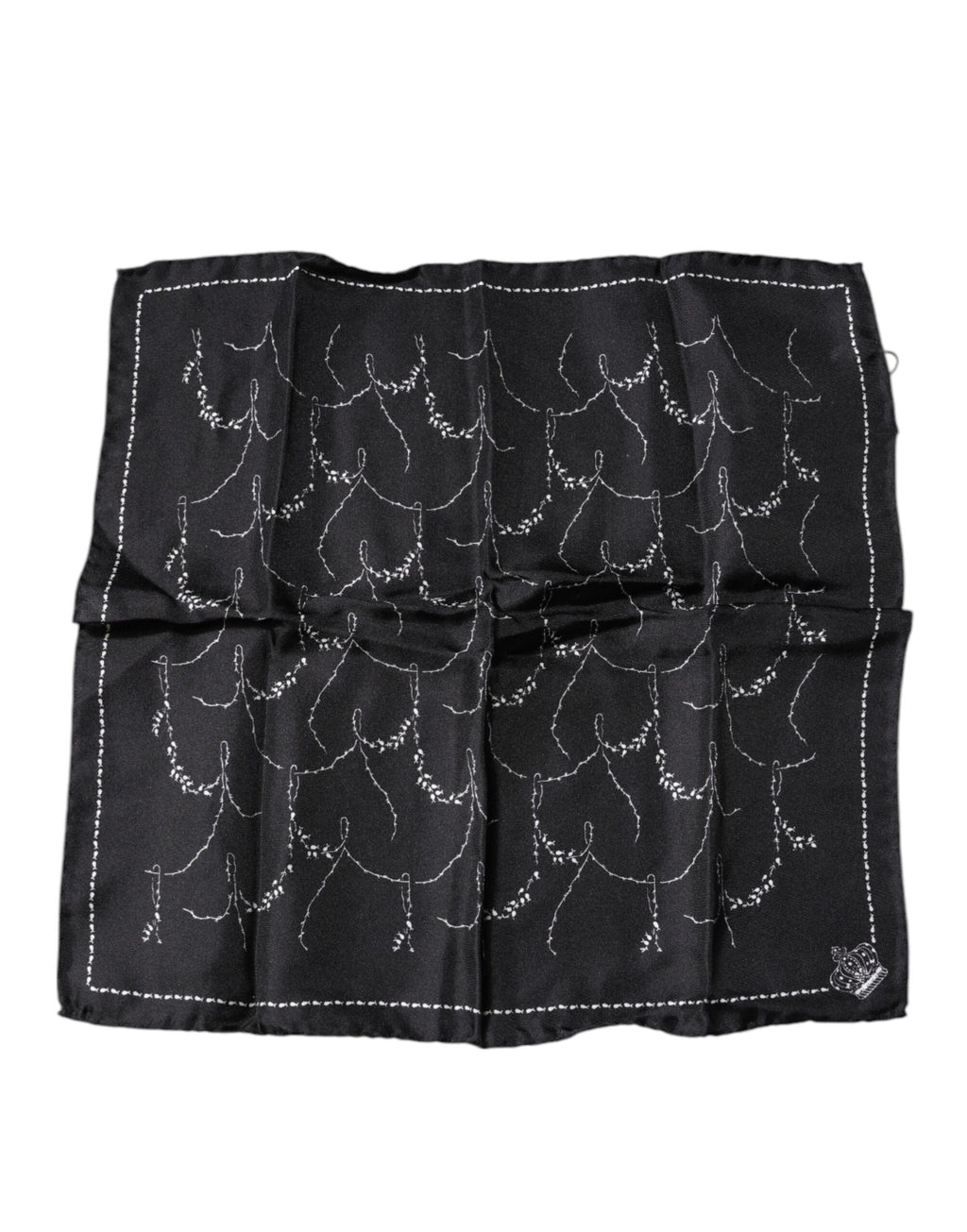 Foulard fazzoletto in seta nera fantasia