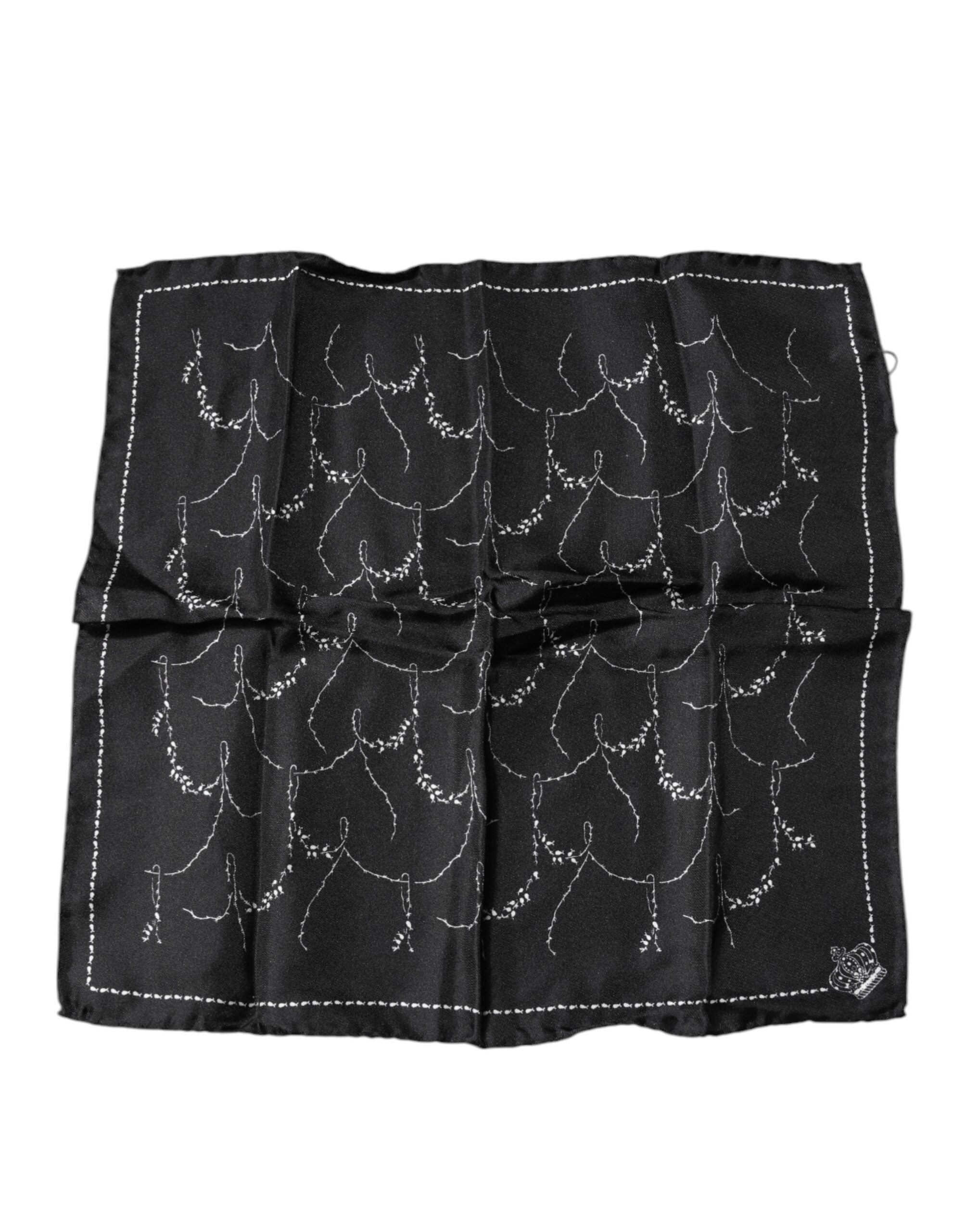 Foulard fazzoletto in seta nera fantasia