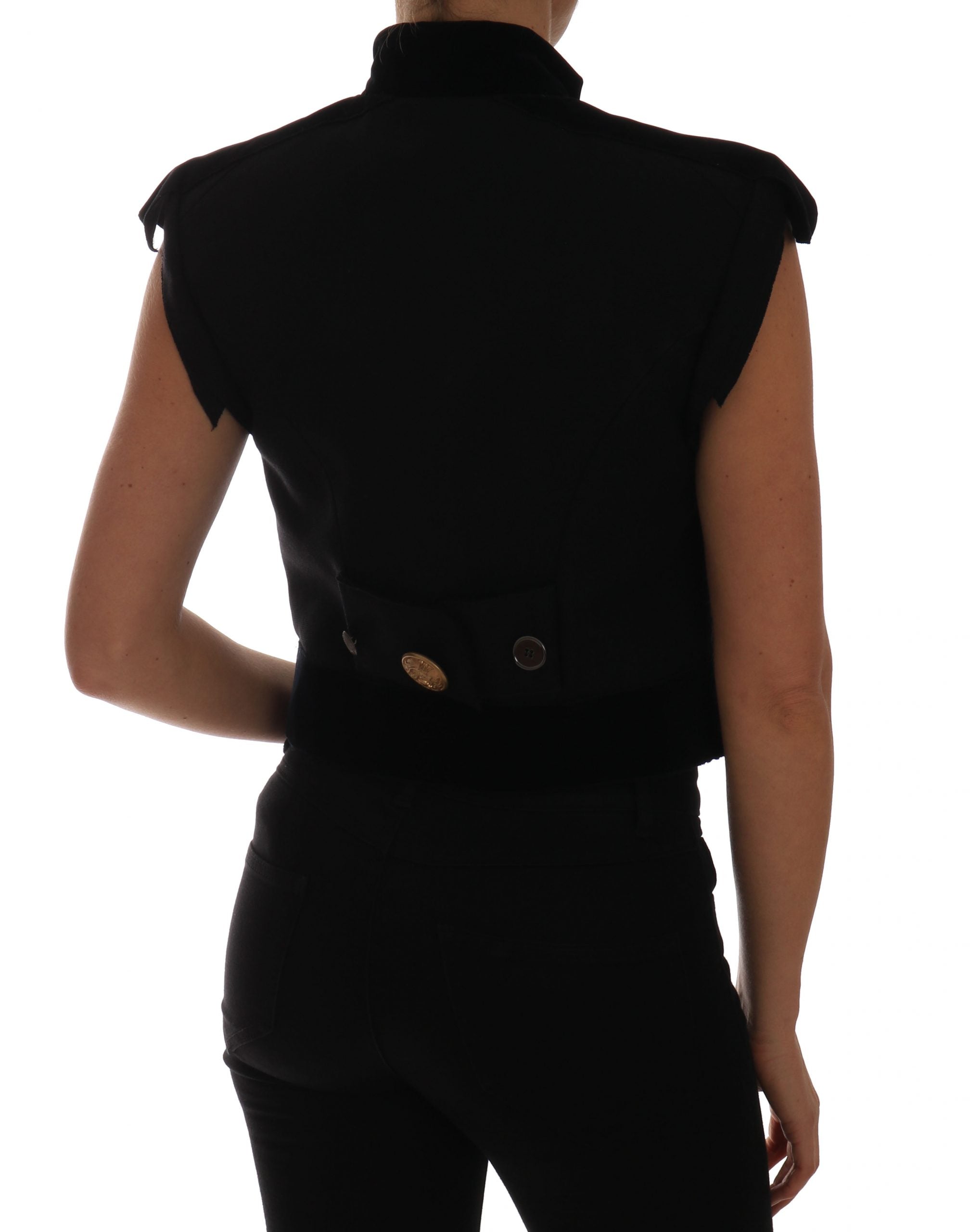 Gilet militare floreale nero impreziosito
