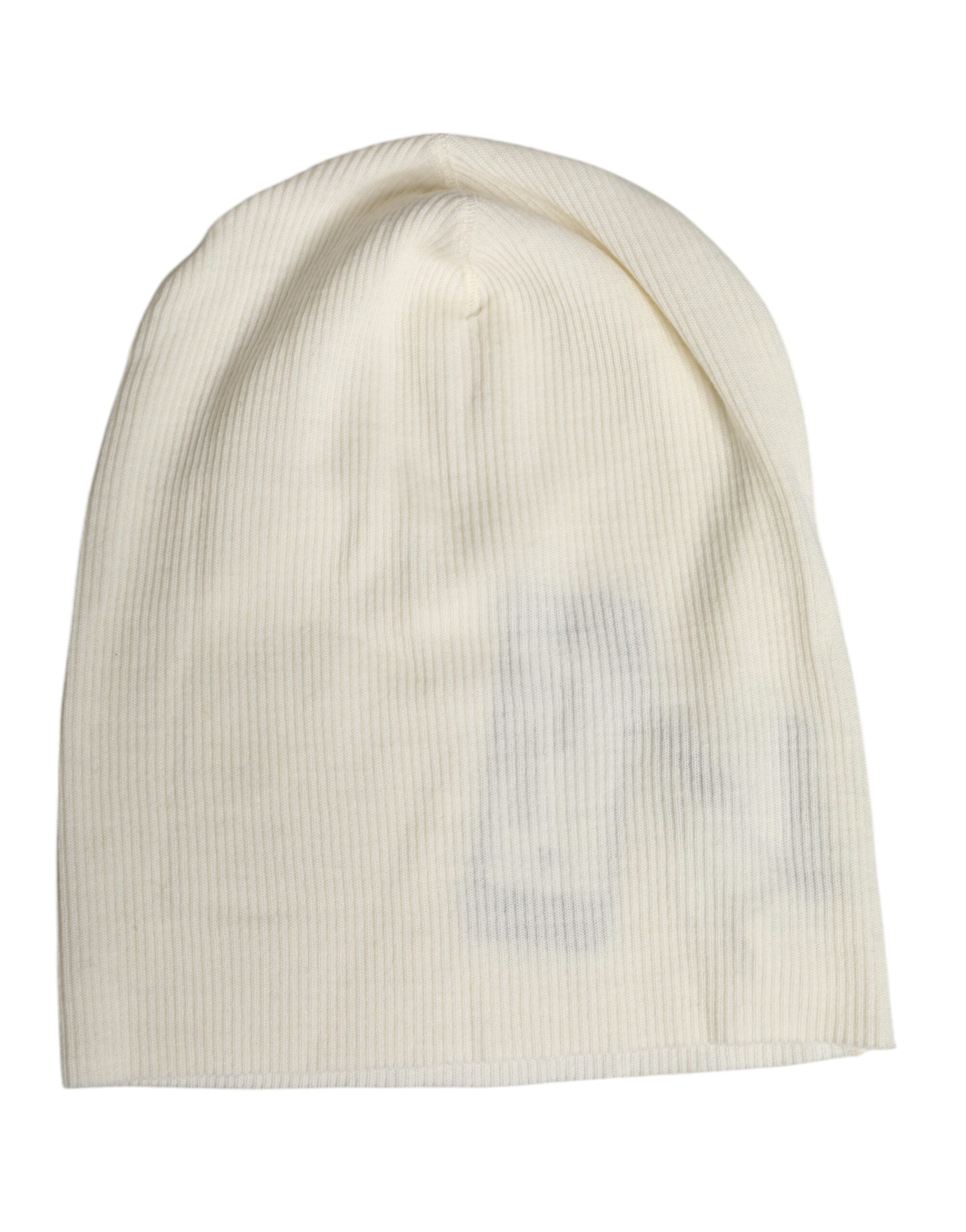 Beige Beanie-Mütze aus Wollmischung