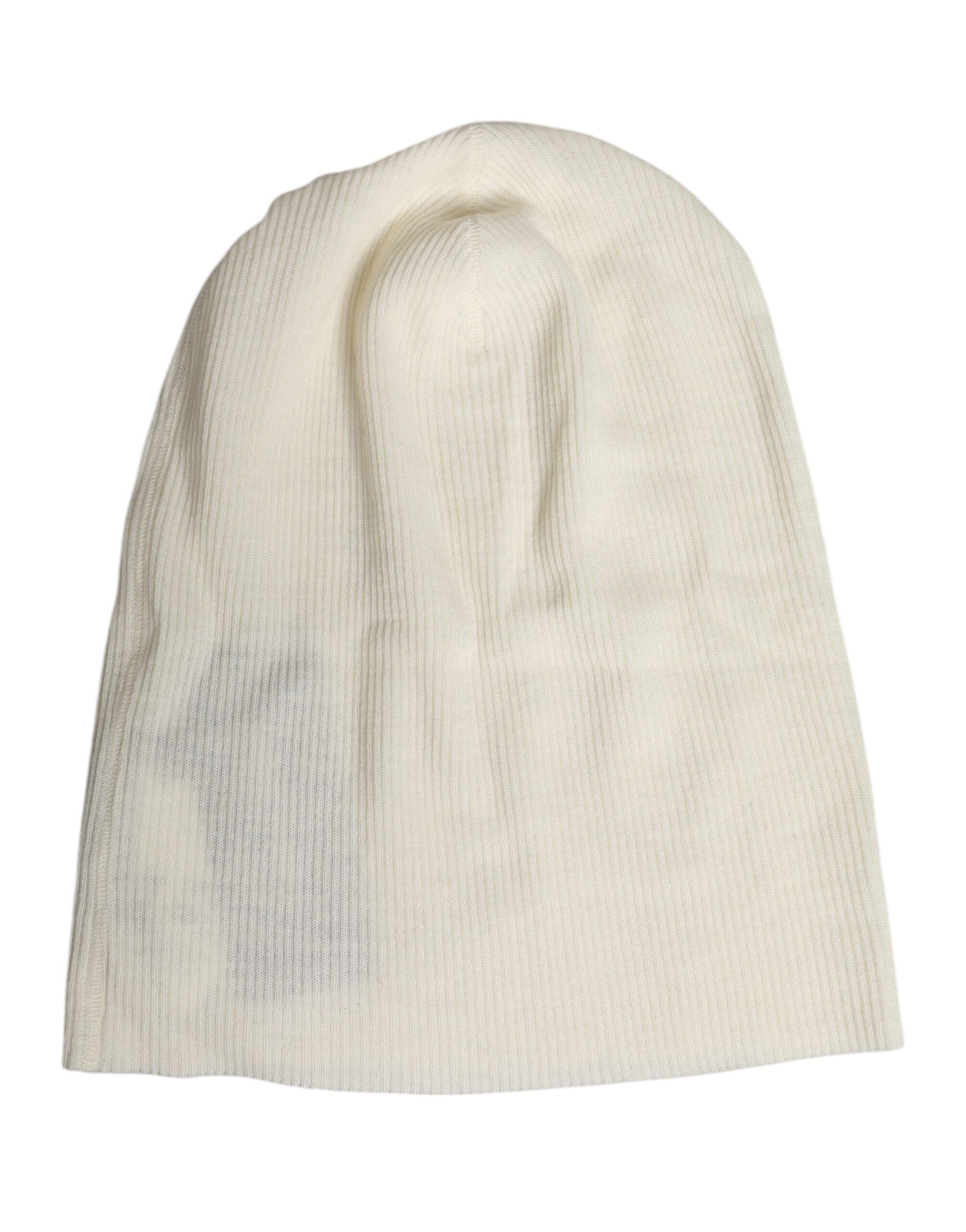 Beige Beanie-Mütze aus Wollmischung