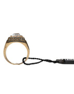 Gold Tone Sterling Silver 925 Crystals Ring