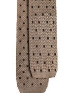 Beige Seidenkrawatte mit Tupfen und verstellbarem Halsband