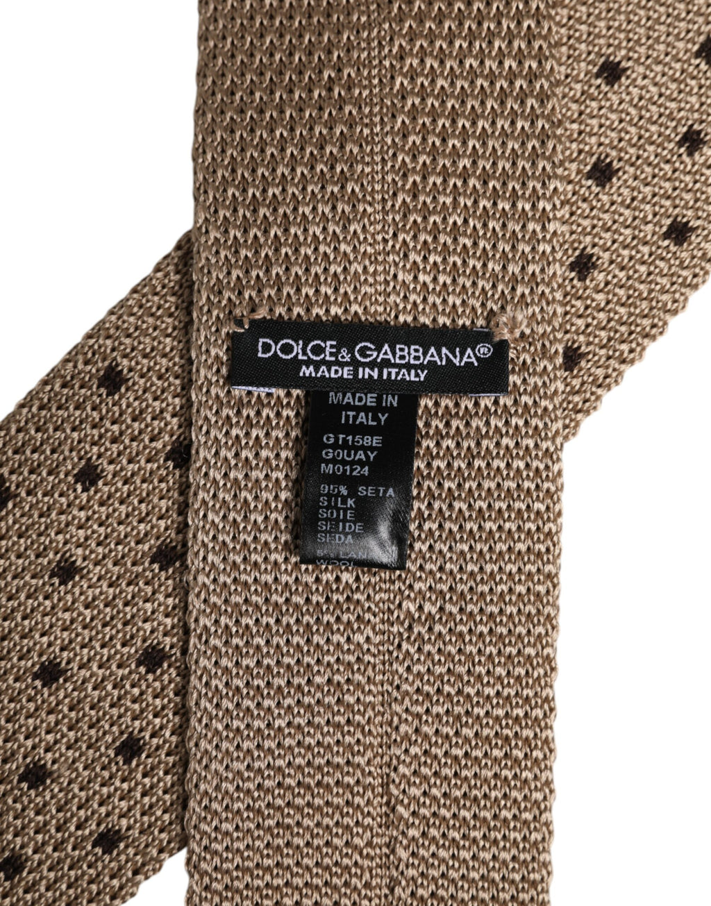 Beige Seidenkrawatte mit Tupfen und verstellbarem Halsband