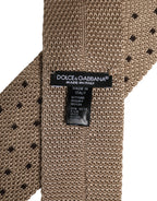 Beige Seidenkrawatte mit Tupfen und verstellbarem Halsband