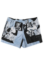 Herren-Shorts aus Baumwolle mit Blue Statue Print