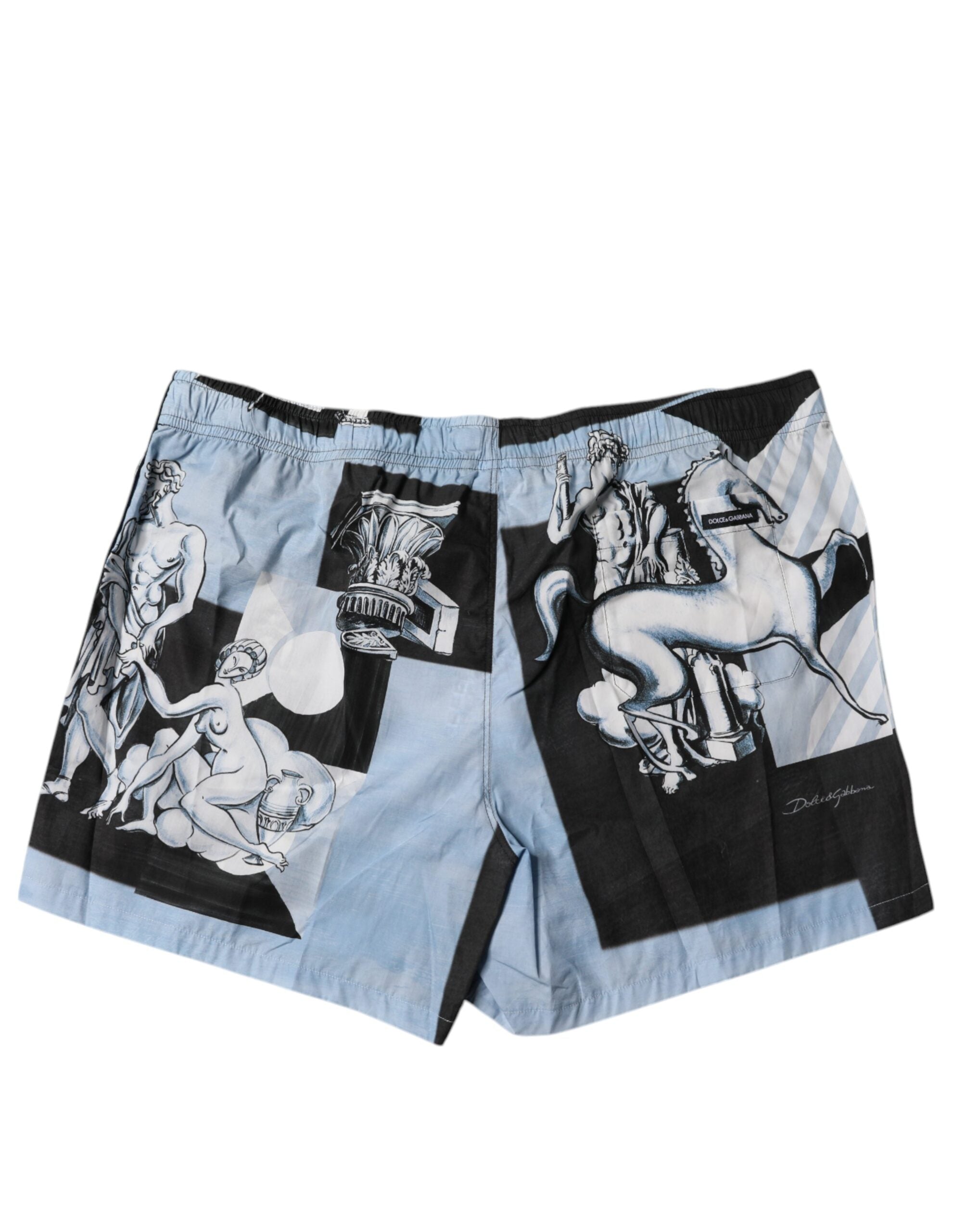 Herren-Shorts aus Baumwolle mit Blue Statue Print