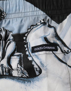 Herren-Shorts aus Baumwolle mit Blue Statue Print