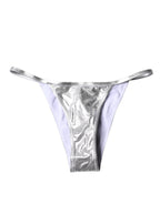 Silver Polyester Beachwear Bikini Bottom Swimwear