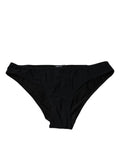 Schwarzer Slip aus Nylon-Stretch mit mittlerer Taille