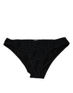 Schwarzer Slip aus Nylon-Stretch mit mittlerer Taille