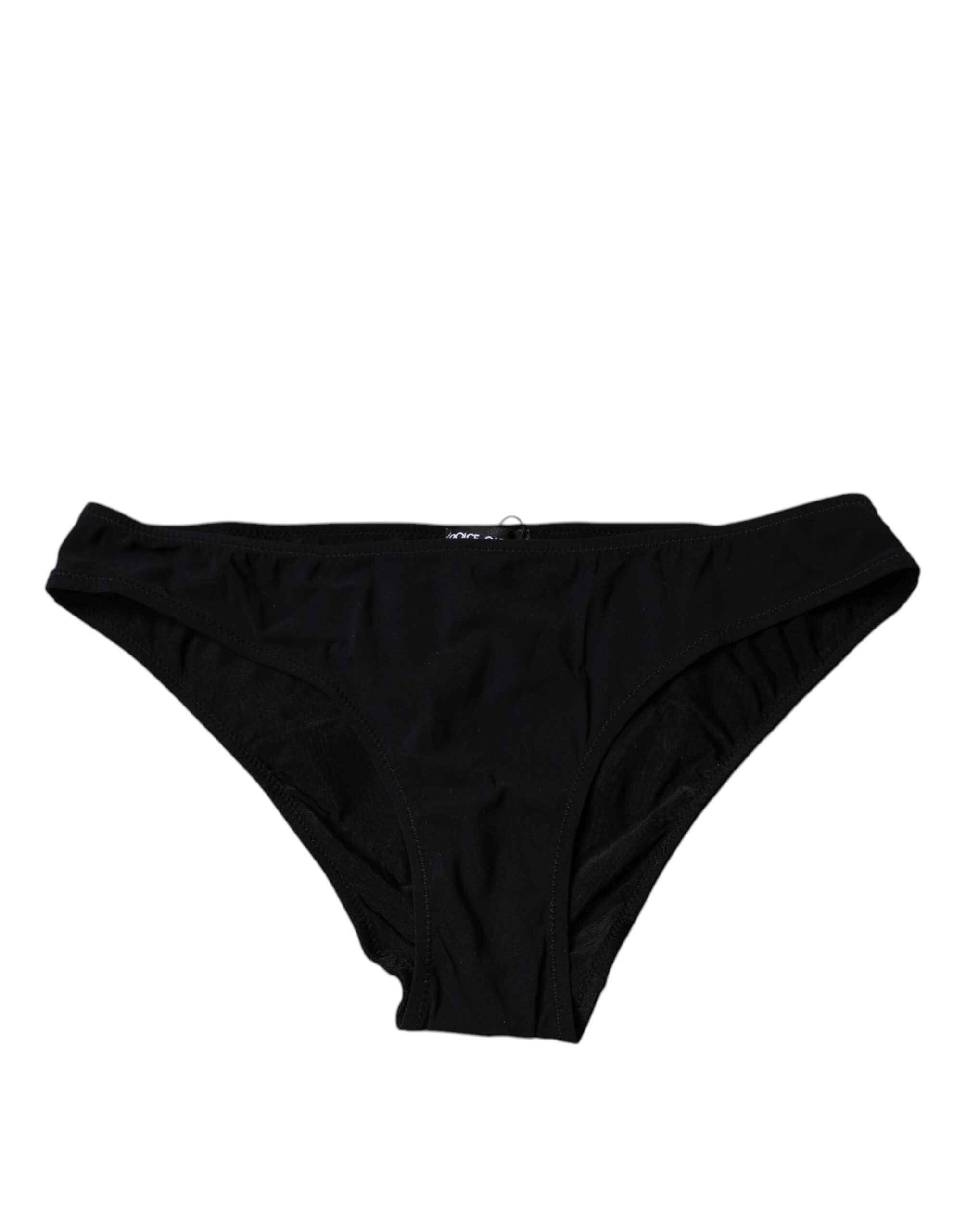 Schwarzer Slip aus Nylon-Stretch mit mittlerer Taille